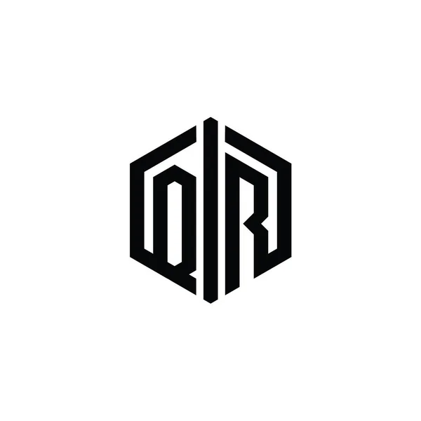 Qrレターロゴモノグラム接続アウトラインスタイルデザインテンプレートと六角形の形状 — ストック写真