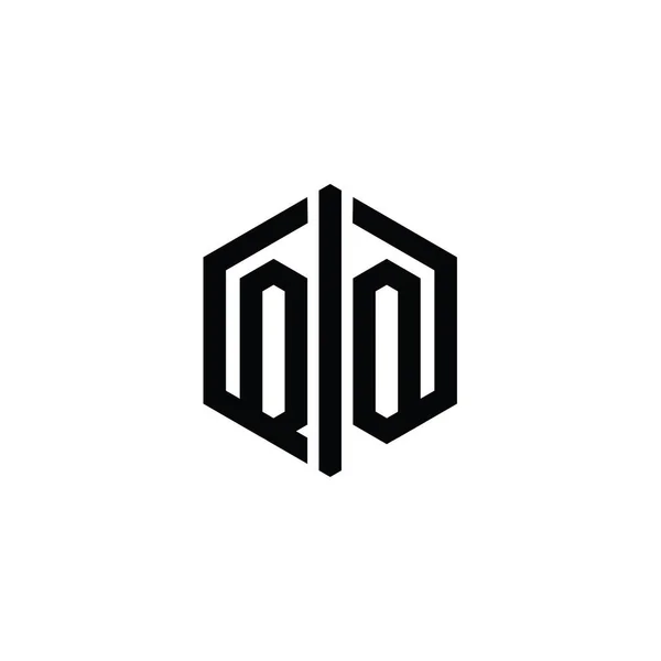 List Logo Monogram Kształt Sześciokąta Konturu Stylem Połączenia Szablon Projektu — Zdjęcie stockowe
