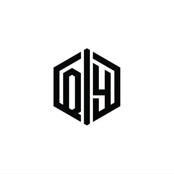 Carta Logo Monograma Forma Hexágono Com Modelo Design Estilo Contorno — Fotografia de Stock