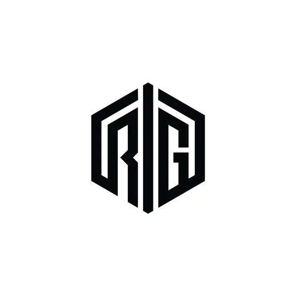 Letter Logo Monograma Forma Hexágono Com Modelo Design Estilo Contorno — Fotografia de Stock