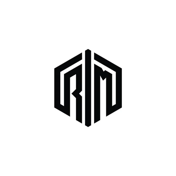Letter Logo Monogram Šestiúhelník Tvar Připojením Osnovy Styl Návrhu Šablony — Stock fotografie