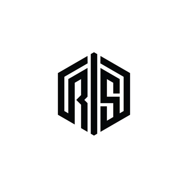 List Logo Monogram Sześciokątny Kształt Konturu Stylem Połączenia Szablon Projektu — Zdjęcie stockowe