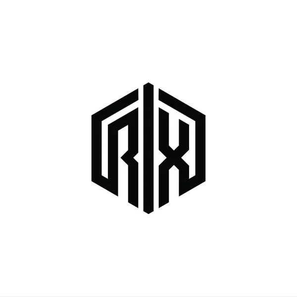 Letter Logo Monogram Zeshoek Vorm Met Connect Outline Stijl Design — Stockfoto