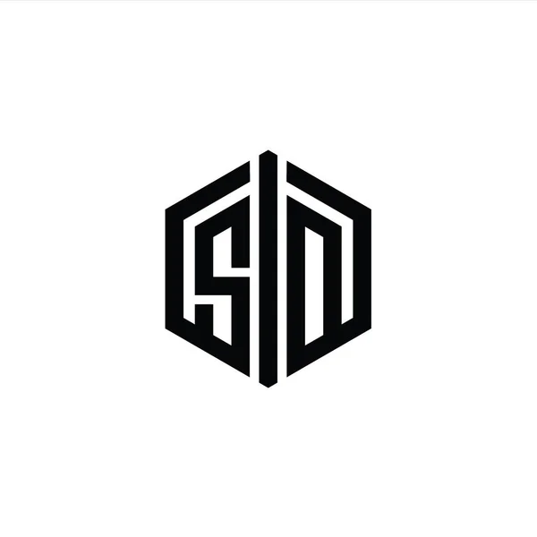 Huruf Logo Monogram Bentuk Heksagon Dengan Koneksi Outline Gaya Desain — Stok Foto