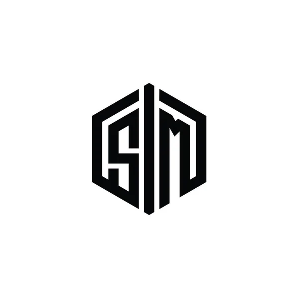 Letter Logo Monogram Hexagon Shape Connect Outline Style Template — 스톡 사진