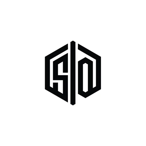 Bentuk Heksagon Lotter Logo Monogram Dengan Templat Desain Gaya Tersambung — Stok Foto