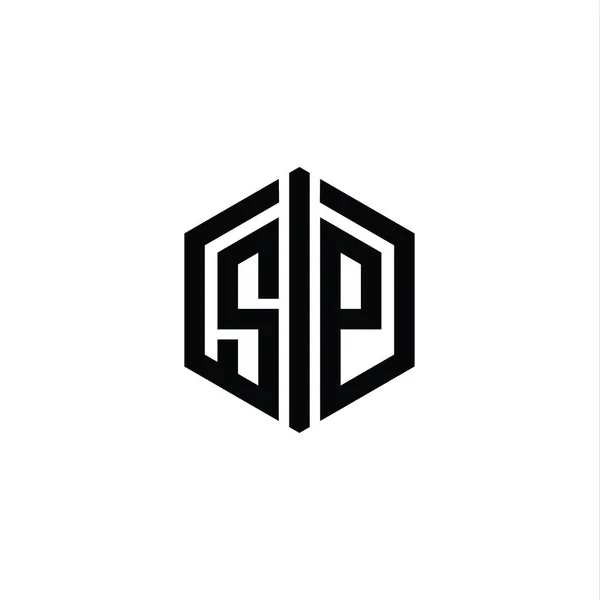 Letter Logo Monograma Forma Hexágono Con Plantilla Diseño Estilo Esquema —  Fotos de Stock