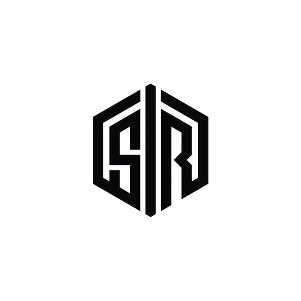 Letter Logo Monogram Altıgen Biçimi Ana Hatlı Biçim Tasarım Şablonu — Stok fotoğraf