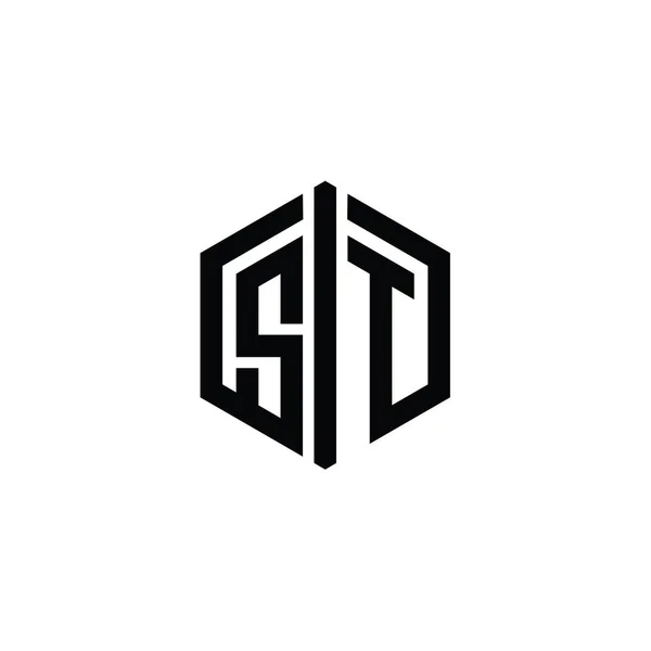 Letter Logo Bentuk Monogram Hexagon Dengan Templat Desain Gaya Sambungan — Stok Foto