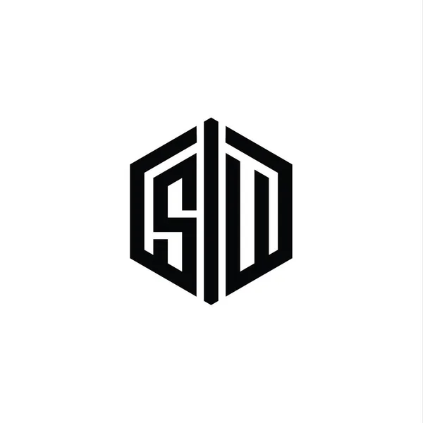 Písmeno Logo Monogram Šestiúhelník Tvar Připojením Osnovy Styl Návrhu Šablony — Stock fotografie