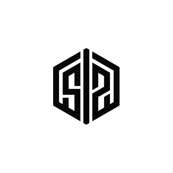 Harfi Logo Monogram Altıgen Şekli Ile Ana Hatlı Biçim Tasarım — Stok fotoğraf