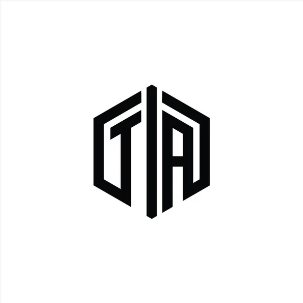 Bentuk Heksagon Monogram Letter Logo Dengan Templat Desain Gaya Tersambung — Stok Foto