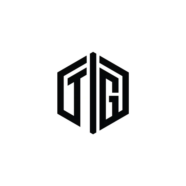 Форма Шестиугольника Монограммы Логотипом Буквы Шаблоном Оформления Контура — стоковое фото