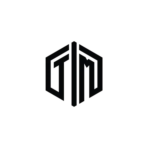 Carta Logo Monograma Hexágono Forma Con Conectar Plantilla Diseño Estilo —  Fotos de Stock
