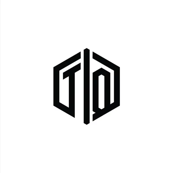 Carta Logo Monograma Hexágono Forma Con Plantilla Diseño Estilo Esquema —  Fotos de Stock
