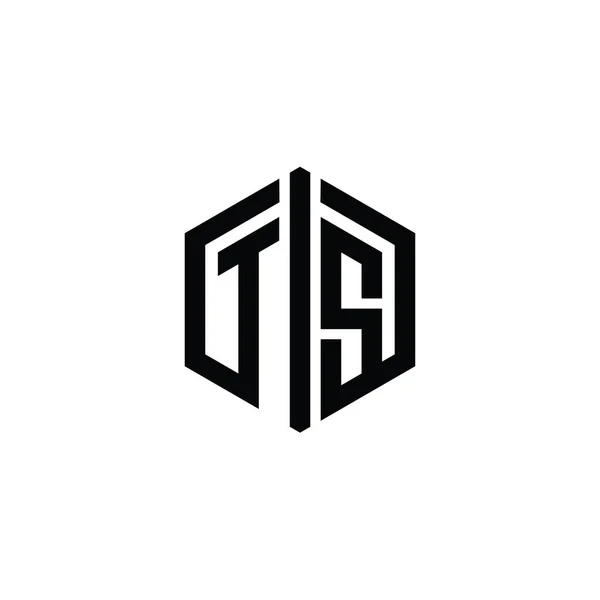 Letter Logo Monogram Bentuk Heksagon Dengan Link Outline Gaya Desain — Stok Foto
