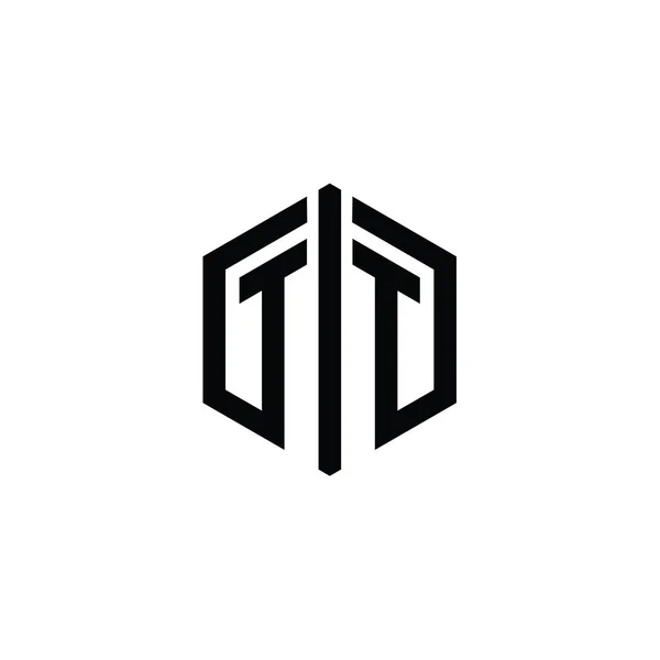 Carta Logo Monograma Hexágono Forma Con Conectar Plantilla Diseño Estilo —  Fotos de Stock