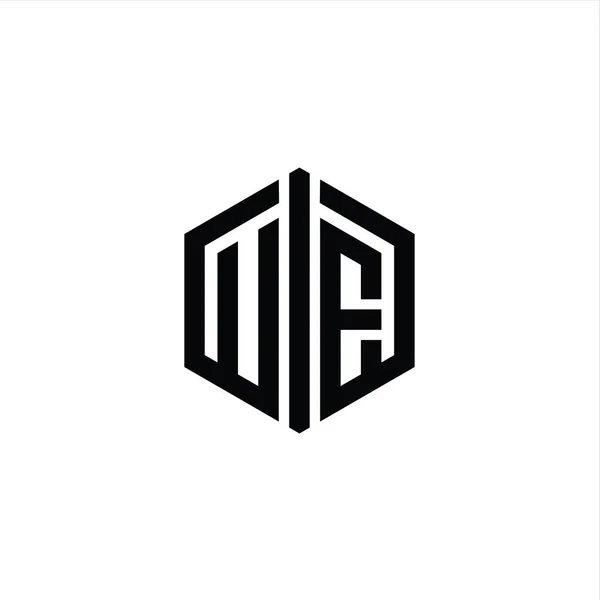 Bentuk Monogram Logo Heksagon Dengan Templat Desain Gaya Sambungan — Stok Foto