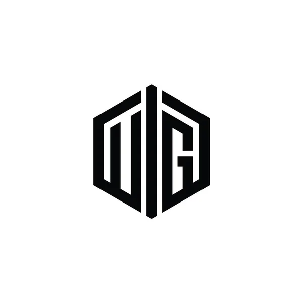 文字Ugロゴモノグラム接続アウトラインスタイルデザインテンプレート付き六角形の形状 — ストック写真