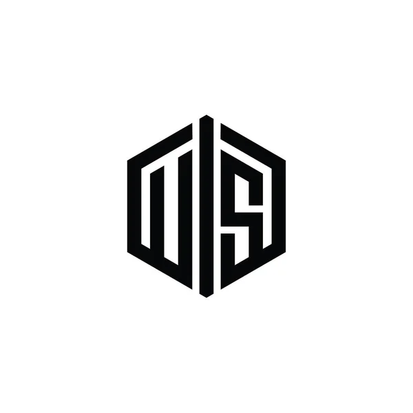 Bentuk Monxagon Logo Monogram Dengan Templat Desain Gaya Sambungan Outline — Stok Foto