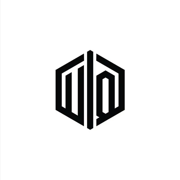 Letter Logo Monogram Hexagon Shape Connect Outline Style Template — стокове фото