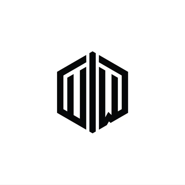 Letter Logo Monogram Šestiúhelník Tvar Připojením Osnovy Styl Návrhu Šablony — Stock fotografie