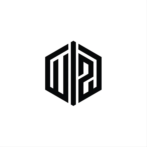 Bentuk Letter Logo Monogram Hexagon Dengan Templat Desain Gaya Tersambung — Stok Foto
