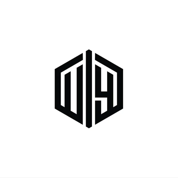 Bentuk Monxagon Logo Monogram Dengan Templat Desain Gaya Sambungan — Stok Foto
