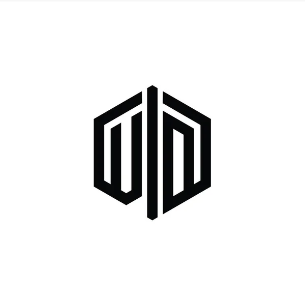 Levél Logo Monogram Hatszög Alakú Csatlakoztassa Körvonalazott Stílus Design Sablon — Stock Fotó