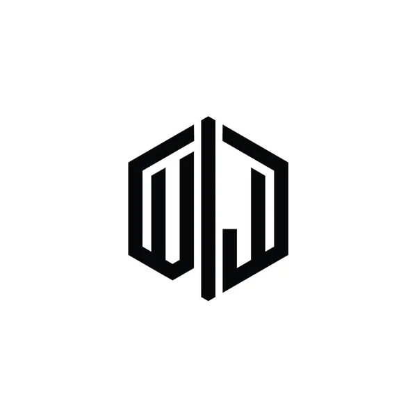 Letter Logo Monogram Hexagon Shape Connect Outline Style Design Template — Stock Photo, Image