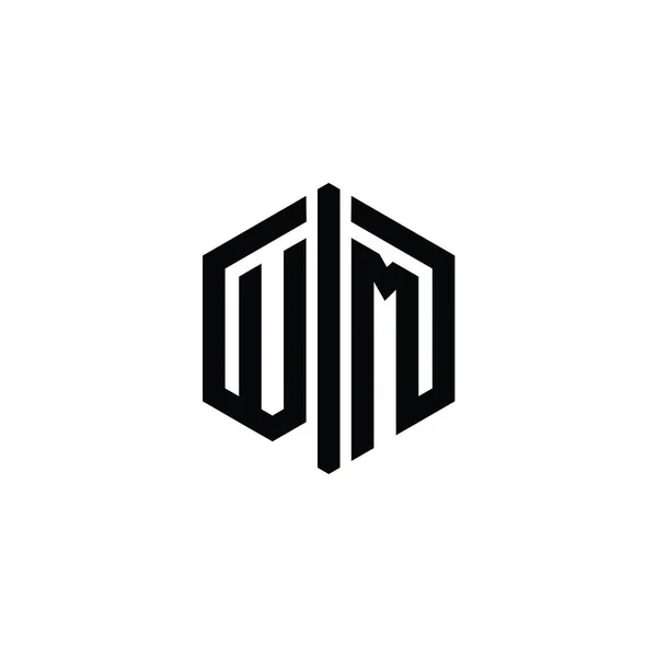 Letter Logo Monogramma Forma Esagonale Con Modello Design Stile Connect — Foto Stock