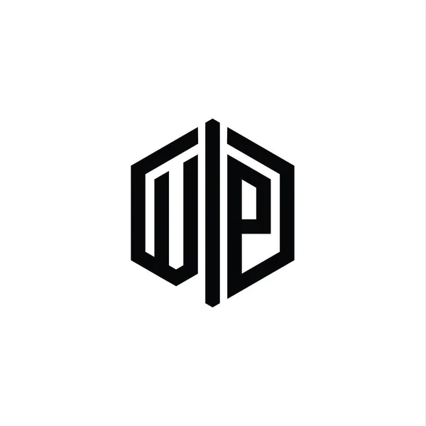 Vpの手紙ロゴモノグラム接続アウトラインスタイルデザインテンプレートと六角形の形状 — ストック写真