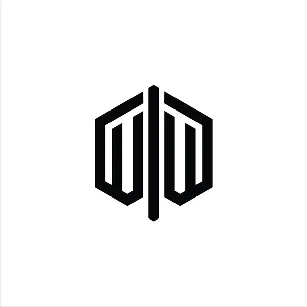 Harfi Logo Monogram Altıgen Şekli Ile Ana Hatlı Biçim Tasarım — Stok fotoğraf
