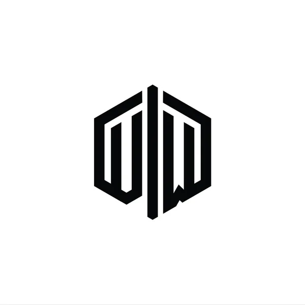 Carta Logo Monograma Hexágono Forma Con Plantilla Diseño Estilo Esquema — Foto de Stock