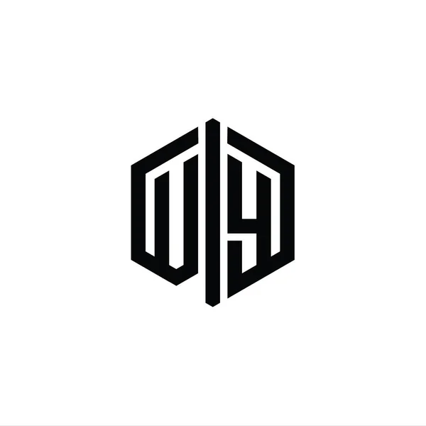 Forma Hexágono Monograma Letter Logo Con Plantilla Diseño Estilo Esquema — Foto de Stock