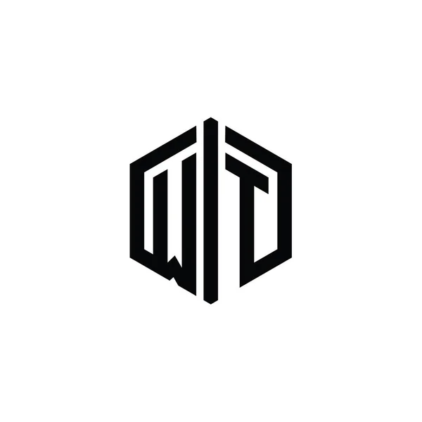 Letter Logo Monogram Altıgen Şekli Ile Ana Hatlı Biçim Tasarım — Stok fotoğraf