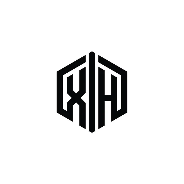 Xh文字ロゴモノグラム接続アウトラインスタイルデザインテンプレートと六角形の形状 — ストック写真