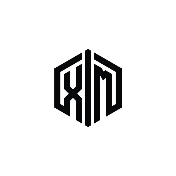 Brev Logotyp Monogram Hexagon Form Med Ansluta Kontur Stil Design — Stockfoto