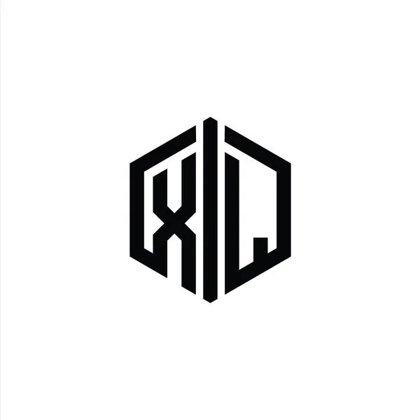 Letter Logo Monogram六角形形状と接続アウトラインスタイルデザインテンプレート — ストック写真