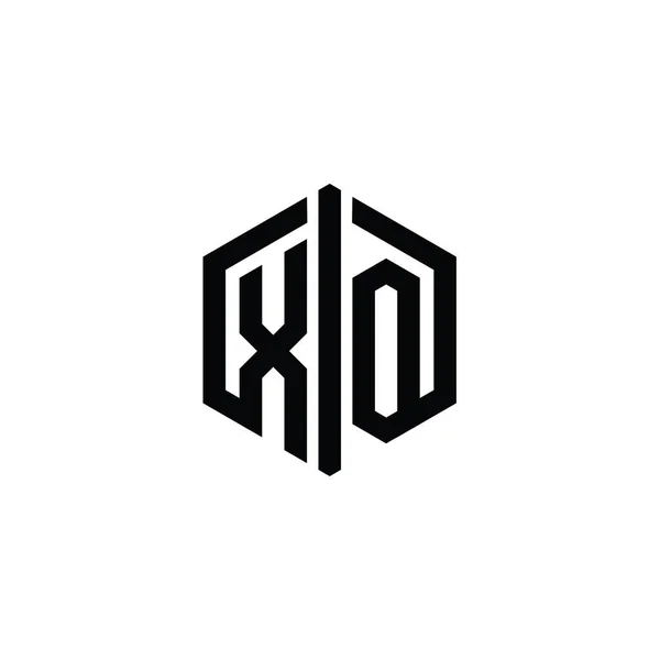 Xo手紙ロゴモノグラム六角形形状と接続アウトラインスタイルデザインテンプレート — ストック写真
