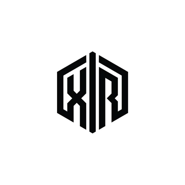 Xr文字ロゴモノグラム接続アウトラインスタイルデザインテンプレートと六角形の形状 — ストック写真