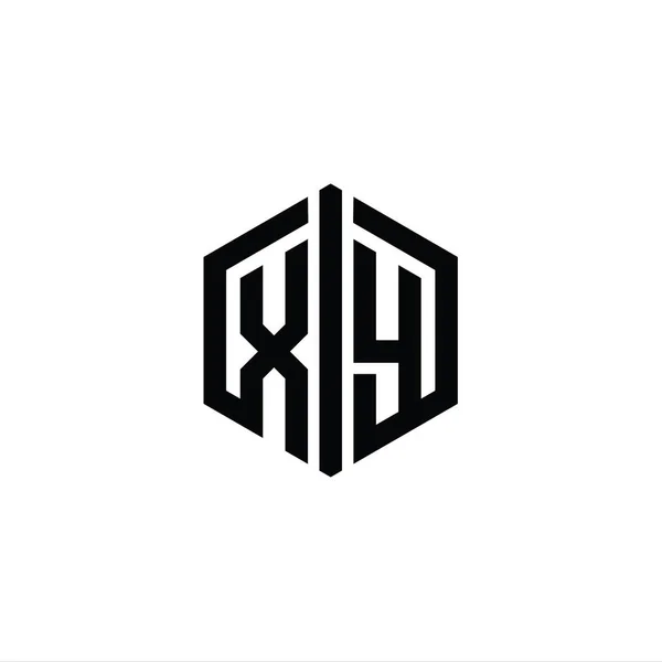 Bentuk Monxagon Logo Letter Logo Dengan Templat Desain Gaya Tersambung — Stok Foto