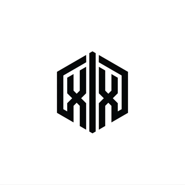 Carta Logo Monograma Forma Hexágono Com Modelo Design Estilo Contorno — Fotografia de Stock