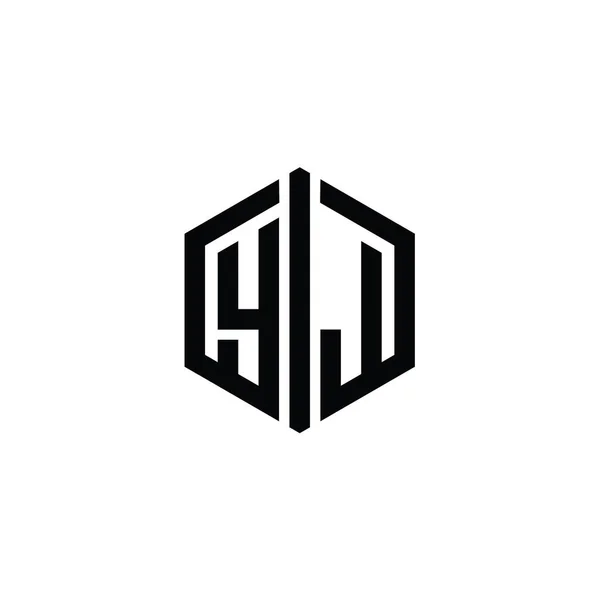 Letter Logo Monogram六角形の形とコネクトアウトラインスタイルデザインテンプレート — ストック写真