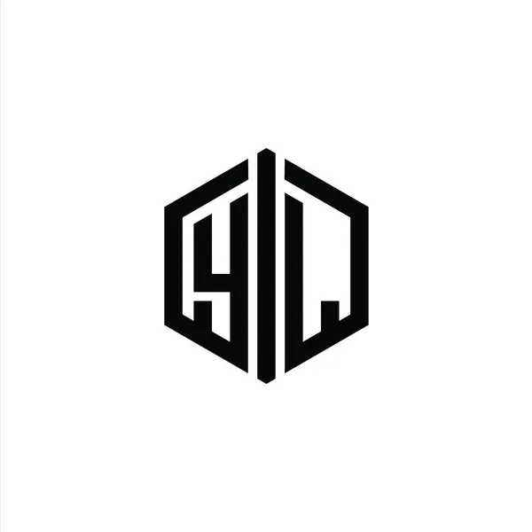 イル文字ロゴモノグラム接続アウトラインスタイルデザインテンプレートと六角形の形状 — ストック写真