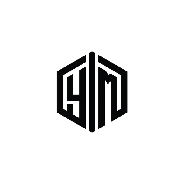 Bentuk Monxagon Logo Letter Dengan Templat Desain Gaya Tersambung — Stok Foto