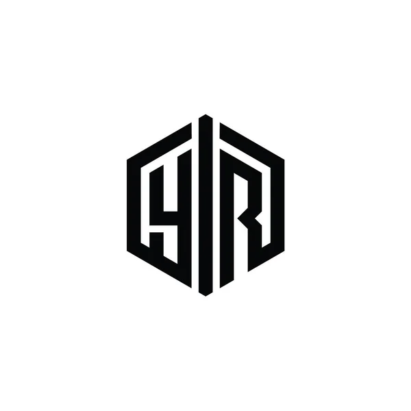 Bentuk Heksagon Logo Letter Dengan Templat Desain Gaya Tersambung — Stok Foto
