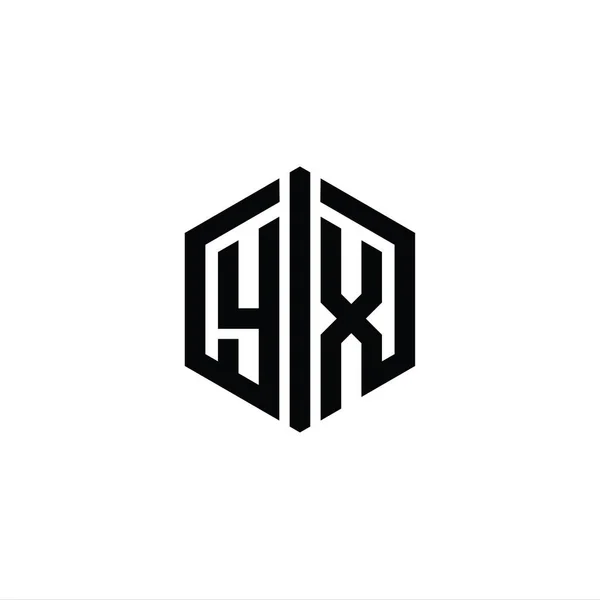 Letter Logo Monogram 六角形の形状とコネクトアウトラインスタイルデザインテンプレート — ストック写真