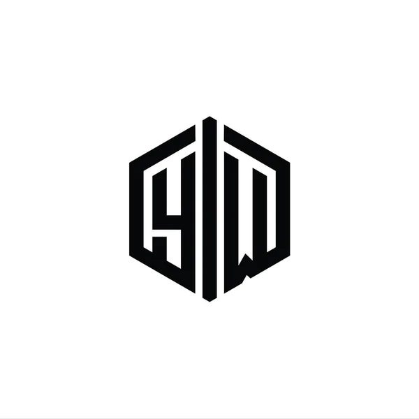 Bentuk Heksagon Monogram Logo Dengan Templat Desain Gaya Sambungan — Stok Foto