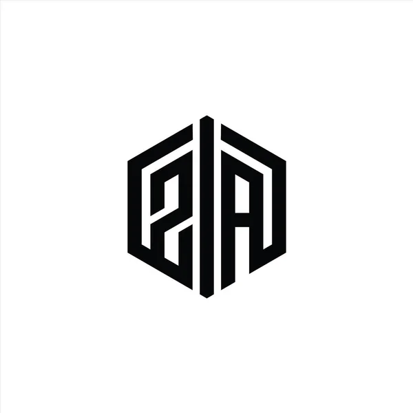 Логотип Логограмма Шестиугольник Формы Подключением Контура Стиль Шаблона — стоковое фото